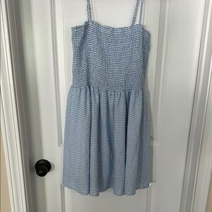 Lulu Gingham print blue and white summer dress in medium with liner